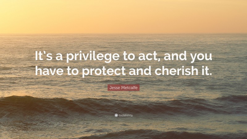 Jesse Metcalfe Quote: “It’s a privilege to act, and you have to protect and cherish it.”
