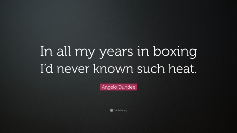 Angelo Dundee Quote: “In all my years in boxing I’d never known such heat.”