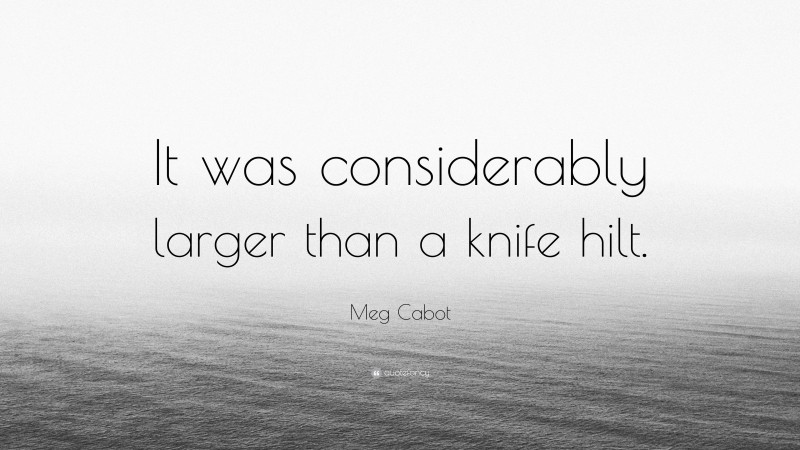 Meg Cabot Quote: “It was considerably larger than a knife hilt.”