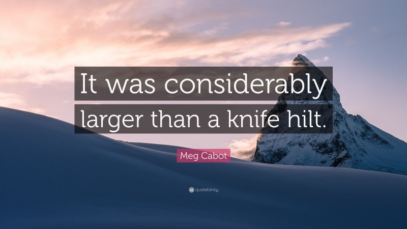 Meg Cabot Quote: “It was considerably larger than a knife hilt.”