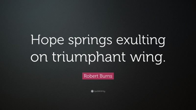 Robert Burns Quote: “Hope springs exulting on triumphant wing.”