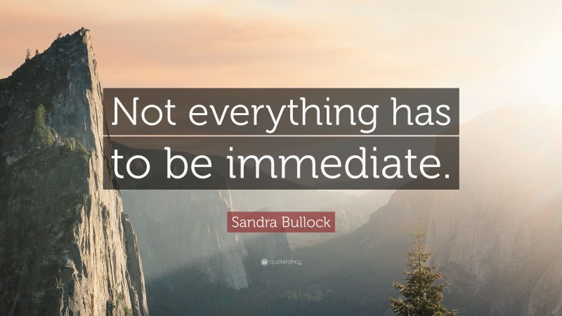 Sandra Bullock Quote: “Not everything has to be immediate.”