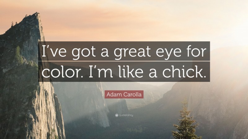 Adam Carolla Quote: “I’ve got a great eye for color. I’m like a chick.”