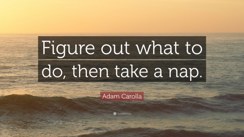 Adam Carolla Quote: “Figure out what to do, then take a nap.”