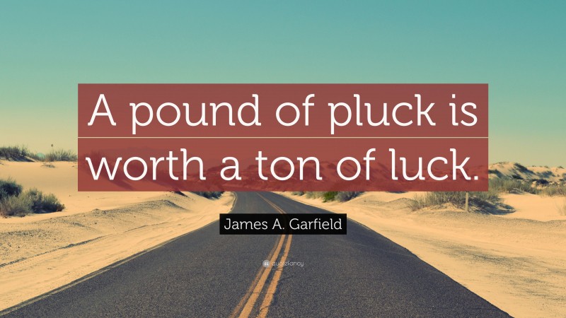 James A. Garfield Quote: “A pound of pluck is worth a ton of luck.”