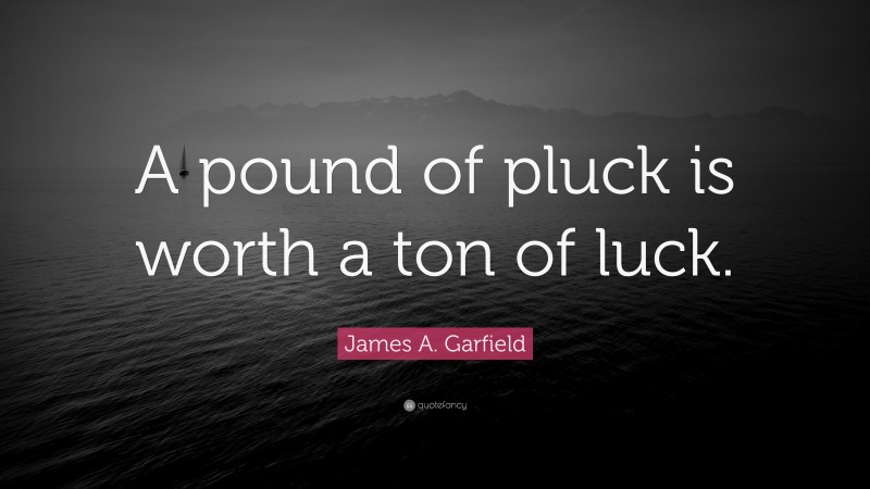 James A. Garfield Quote: “A pound of pluck is worth a ton of luck.”