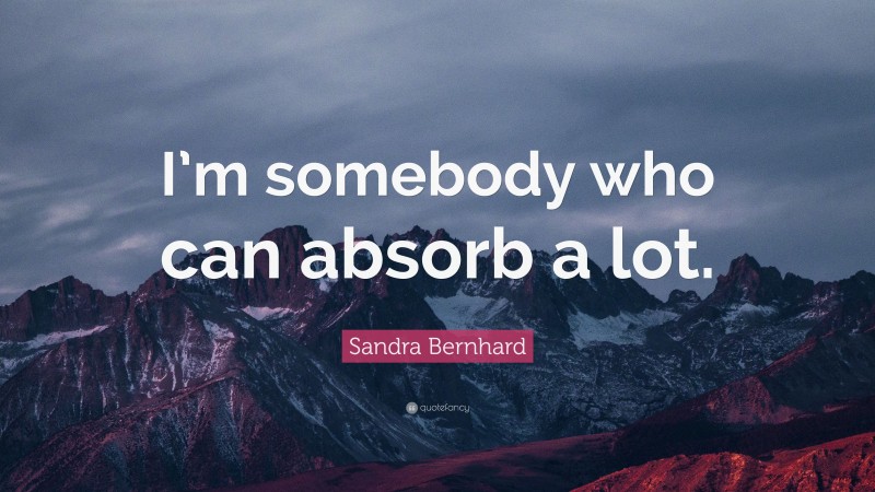 Sandra Bernhard Quote: “I’m somebody who can absorb a lot.”