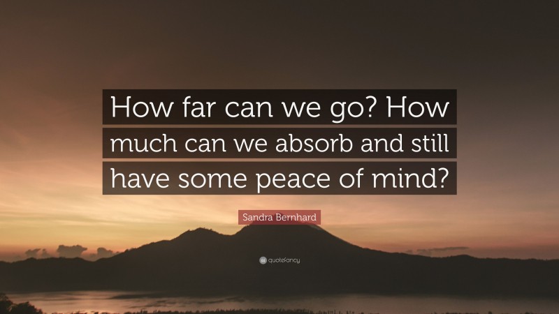 Sandra Bernhard Quote: “How far can we go? How much can we absorb and still have some peace of mind?”
