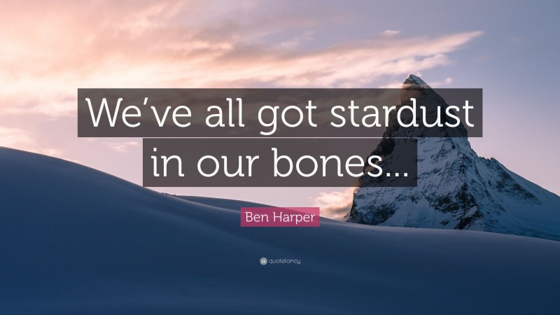 Ben Harper Quote: “We’ve all got stardust in our bones...”