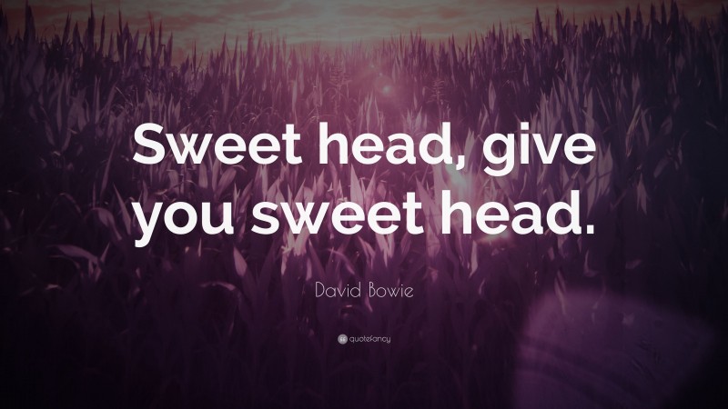 David Bowie Quote: “Sweet head, give you sweet head.”