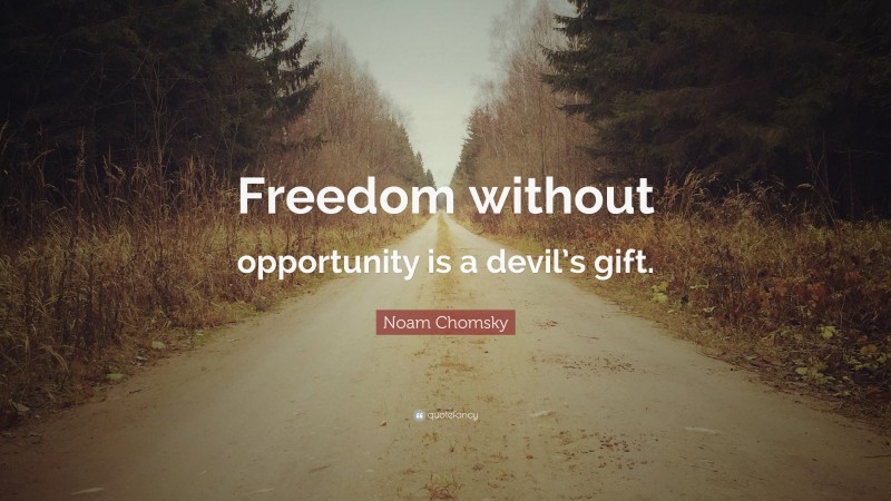 Noam Chomsky Quote: “Freedom without opportunity is a devil’s gift.”