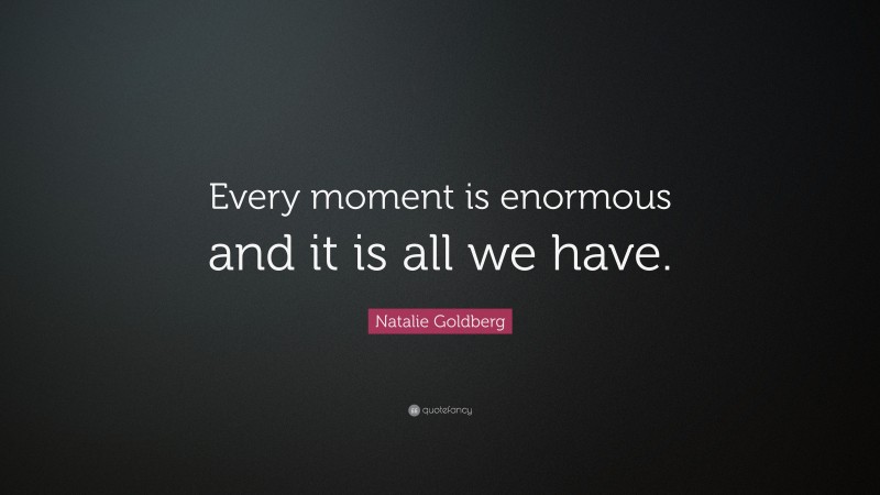 Natalie Goldberg Quote: “Every moment is enormous and it is all we have.”