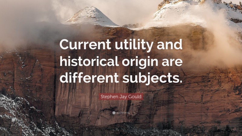 Stephen Jay Gould Quote: “Current utility and historical origin are different subjects.”