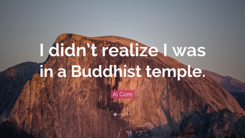 Al Gore Quote: “I didn’t realize I was in a Buddhist temple.”