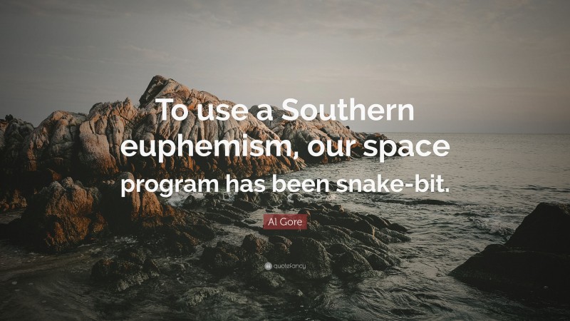 Al Gore Quote: “To use a Southern euphemism, our space program has been snake-bit.”