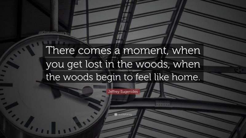 Jeffrey Eugenides Quote: “There comes a moment, when you get lost in the woods, when the woods begin to feel like home.”