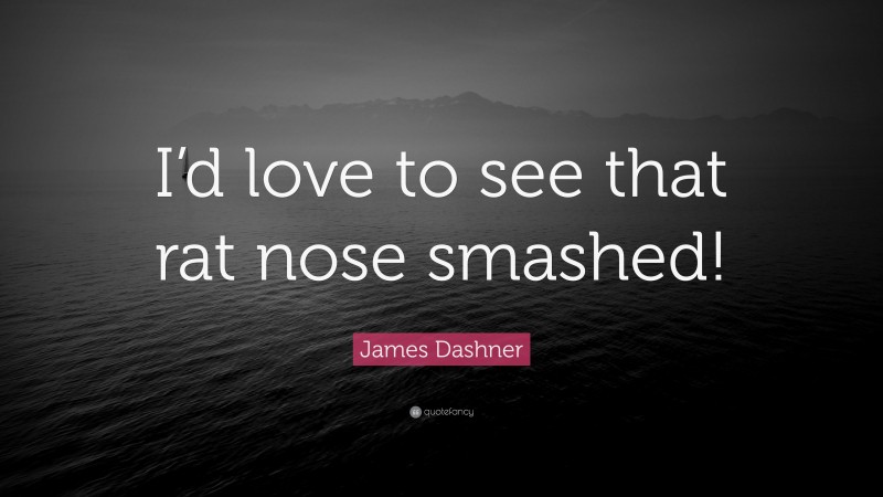James Dashner Quote: “I’d love to see that rat nose smashed!”