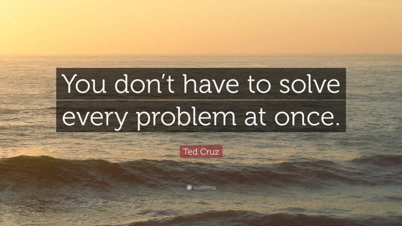 Ted Cruz Quote: “You don’t have to solve every problem at once.”