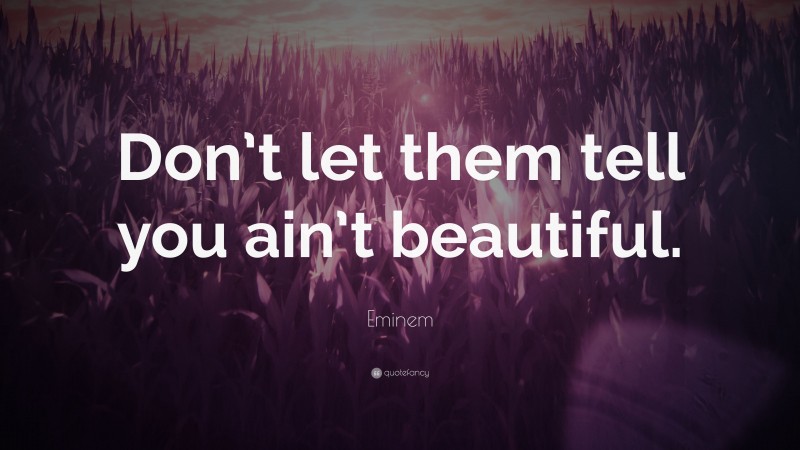 Eminem Quote: “Don’t let them tell you ain’t beautiful.”