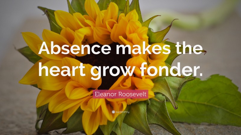 Eleanor Roosevelt Quote: “Absence makes the heart grow fonder.”