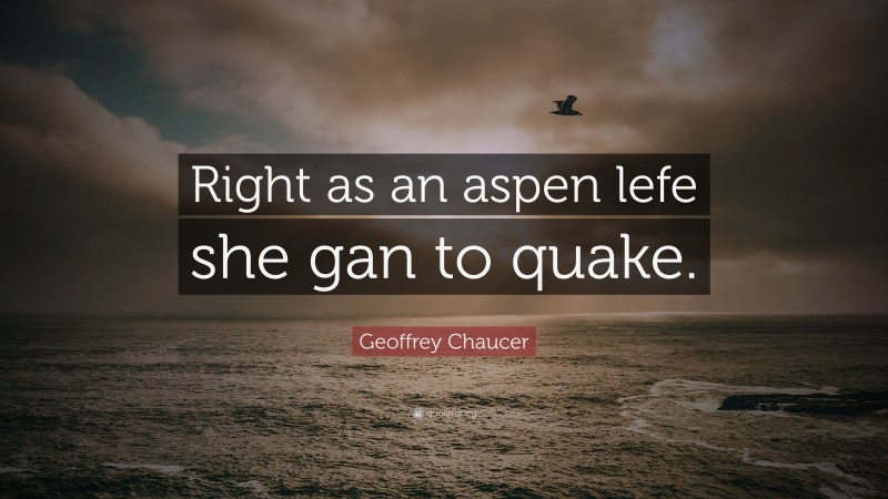 Geoffrey Chaucer Quote: “Right as an aspen lefe she gan to quake.”