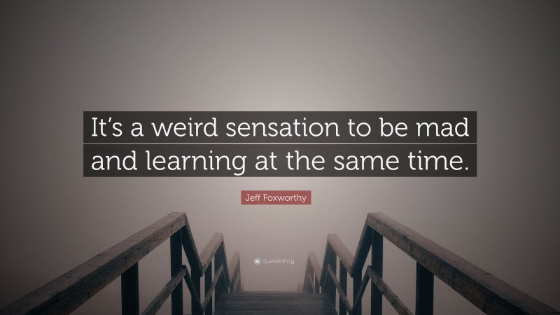 Jeff Foxworthy Quote: “It’s a weird sensation to be mad and learning at the same time.”