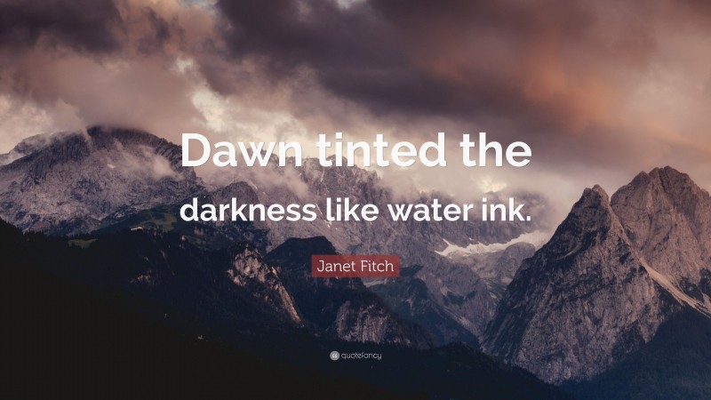 Janet Fitch Quote: “Dawn tinted the darkness like water ink.”
