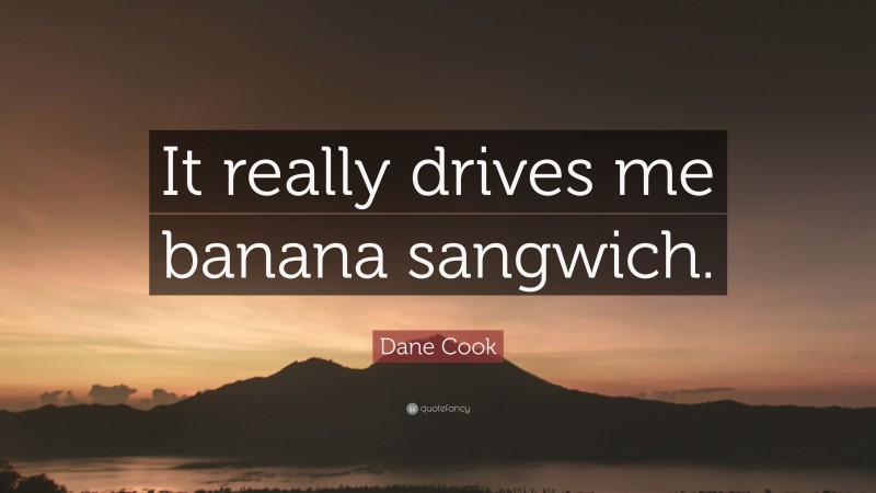Dane Cook Quote: “It really drives me banana sangwich.”