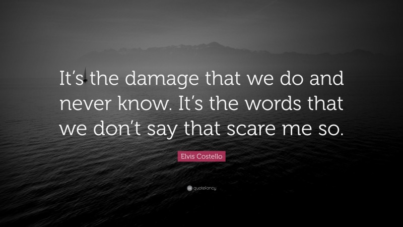 Elvis Costello Quote: “It’s the damage that we do and never know. It’s the words that we don’t say that scare me so.”