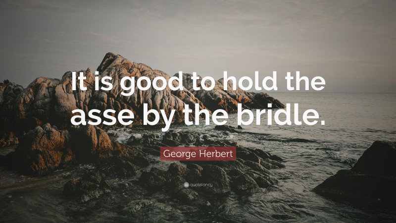 George Herbert Quote: “It is good to hold the asse by the bridle.”