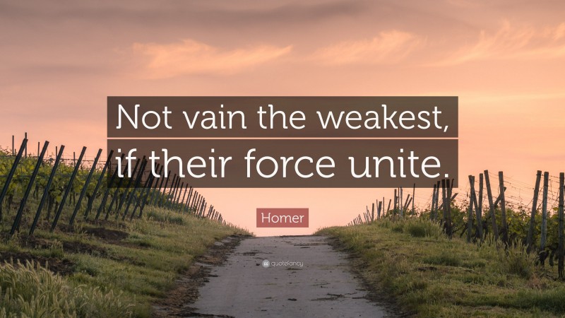 Homer Quote: “Not vain the weakest, if their force unite.”