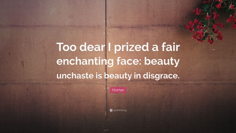 Homer Quote: “Too dear I prized a fair enchanting face: beauty unchaste is beauty in disgrace.”