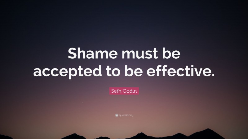 Seth Godin Quote: “Shame must be accepted to be effective.”