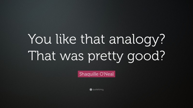 Shaquille O'Neal Quote: “You like that analogy? That was pretty good?”