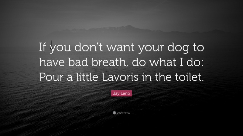 Jay Leno Quote: “If you don’t want your dog to have bad breath, do what I do: Pour a little Lavoris in the toilet.”