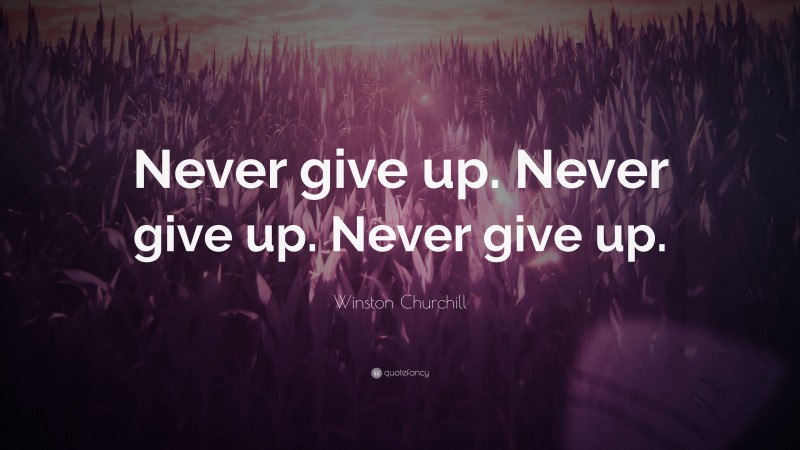 Winston Churchill Quote: “Never give up. Never give up. Never give up.”