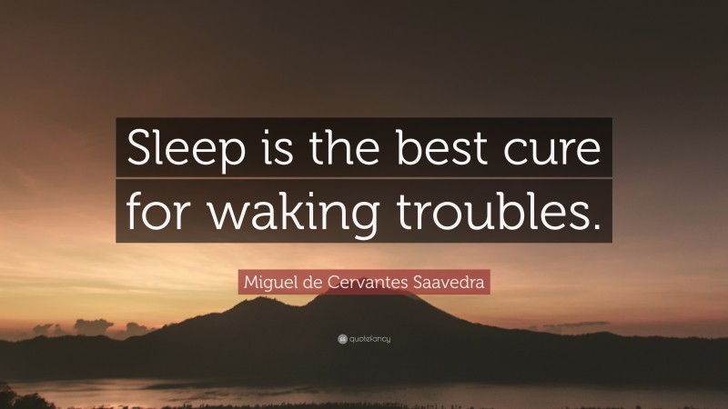 Miguel de Cervantes Saavedra Quote: “Sleep is the best cure for waking troubles.”