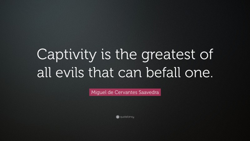 Miguel de Cervantes Saavedra Quote: “Captivity is the greatest of all evils that can befall one.”