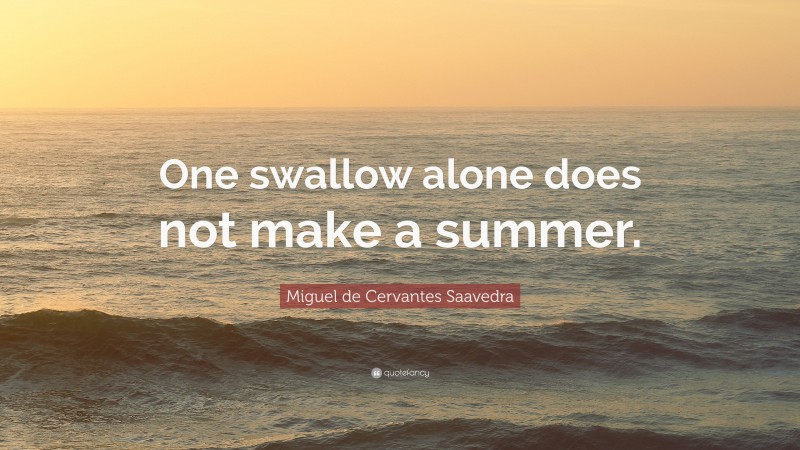 Miguel de Cervantes Saavedra Quote: “One swallow alone does not make a summer.”