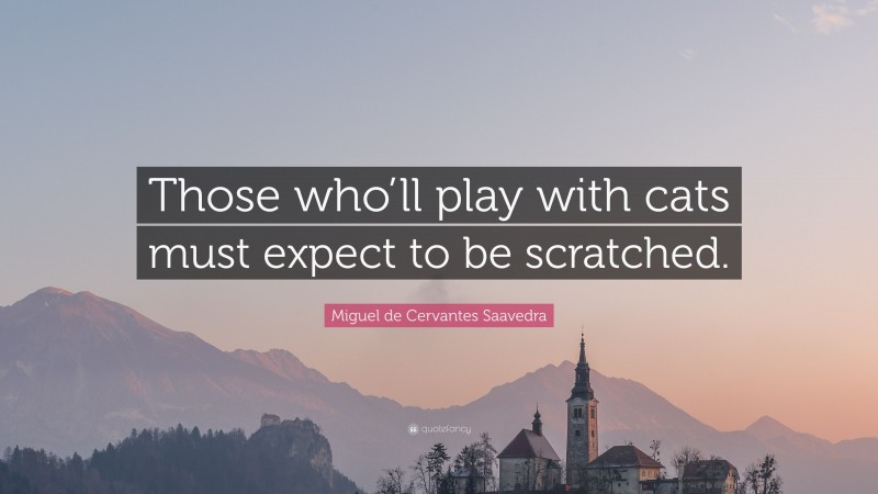 Miguel de Cervantes Saavedra Quote: “Those who’ll play with cats must expect to be scratched.”