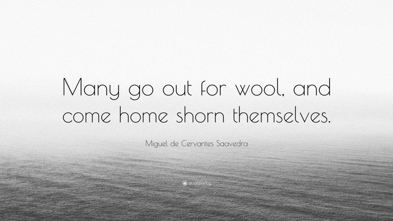 Miguel de Cervantes Saavedra Quote: “Many go out for wool, and come home shorn themselves.”