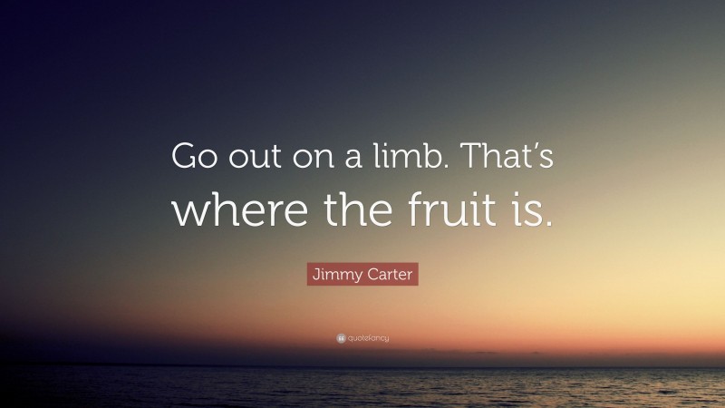 Jimmy Carter Quote: “Go out on a limb. That’s where the fruit is.”