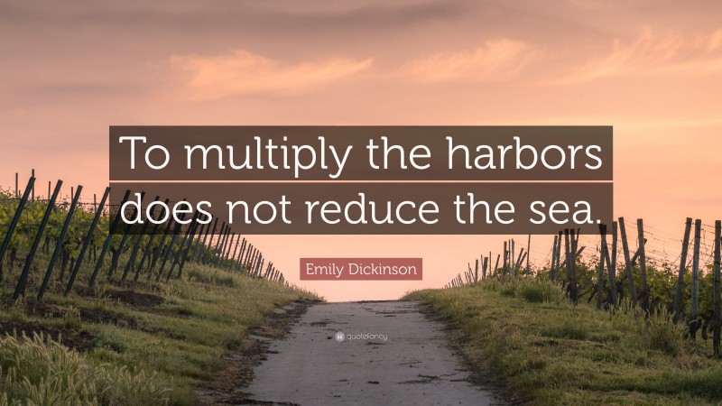Emily Dickinson Quote: “To multiply the harbors does not reduce the sea.”
