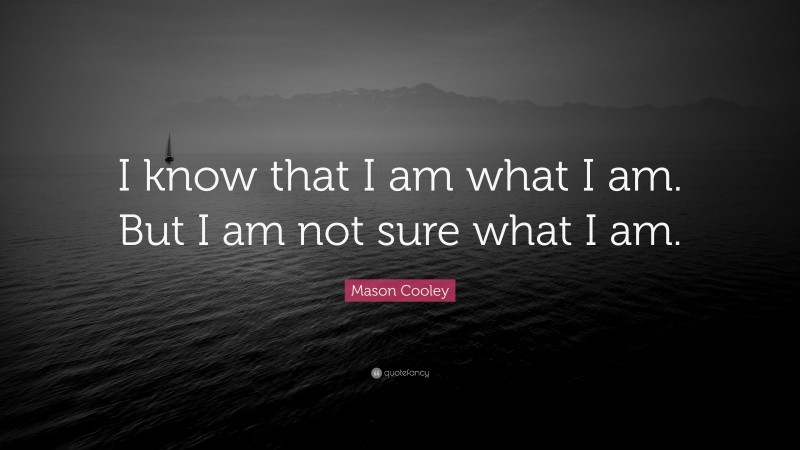 Mason Cooley Quote: “I know that I am what I am. But I am not sure what I am.”
