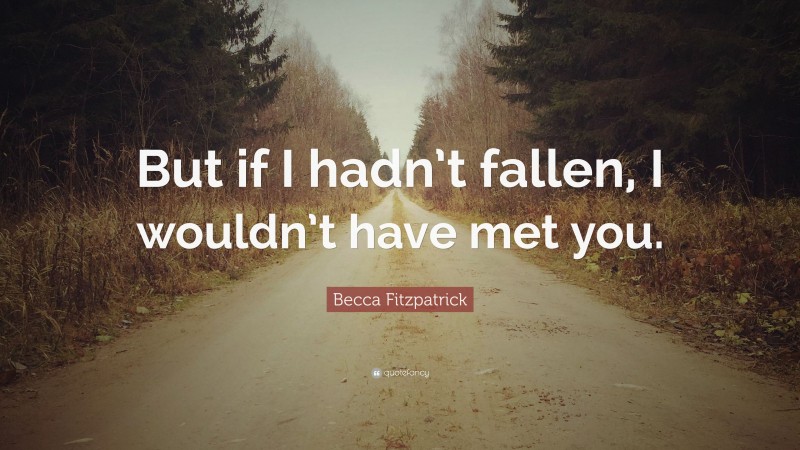 Becca Fitzpatrick Quote: “But if I hadn’t fallen, I wouldn’t have met you.”