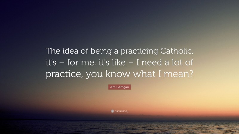 Jim Gaffigan Quote: “The idea of being a practicing Catholic, it’s – for me, it’s like – I need a lot of practice, you know what I mean?”