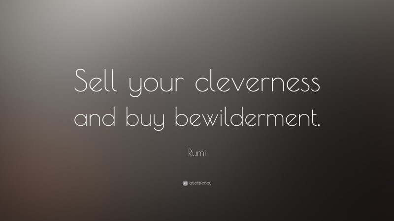 Rumi Quote: “Sell your cleverness and buy bewilderment.”
