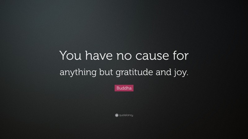 Buddha Quote: “You have no cause for anything but gratitude and joy.”