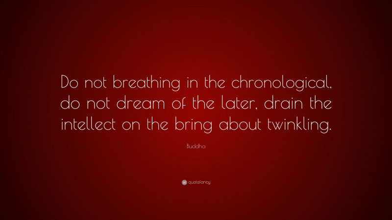 Buddha Quote: “Do not breathing in the chronological, do not dream of the later, drain the intellect on the bring about twinkling.”