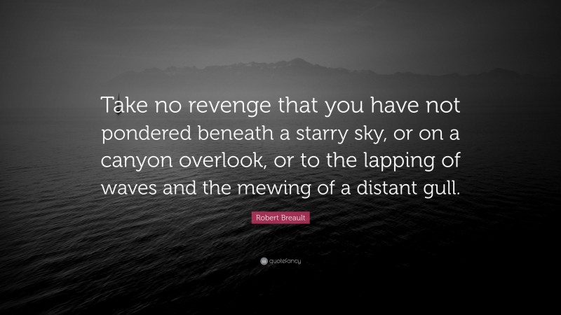 Robert Breault Quote: “Take no revenge that you have not pondered beneath a starry sky, or on a canyon overlook, or to the lapping of waves and the mewing of a distant gull.”